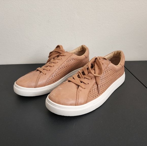 Lucky Brand Laurina Brown Cream Leather Fashion Sneakers Women's Shoes Size 9.5 - Picture 2 of 11